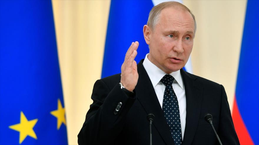 El presidente ruso, Vladimir Putin, habla en una rueda de prensa en Sochi, 15 de mayo de 2019. (Foto: AFP)
