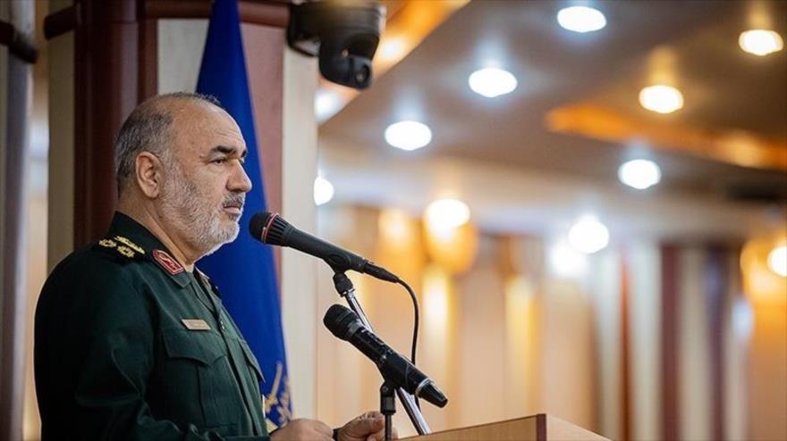 El comandante en jefe del Cuerpo de Guardianes de Irán, el general de división Hosein Salami, da un discurso en Teherán, 19 de mayo de 2019. (Foto: Tasnim)