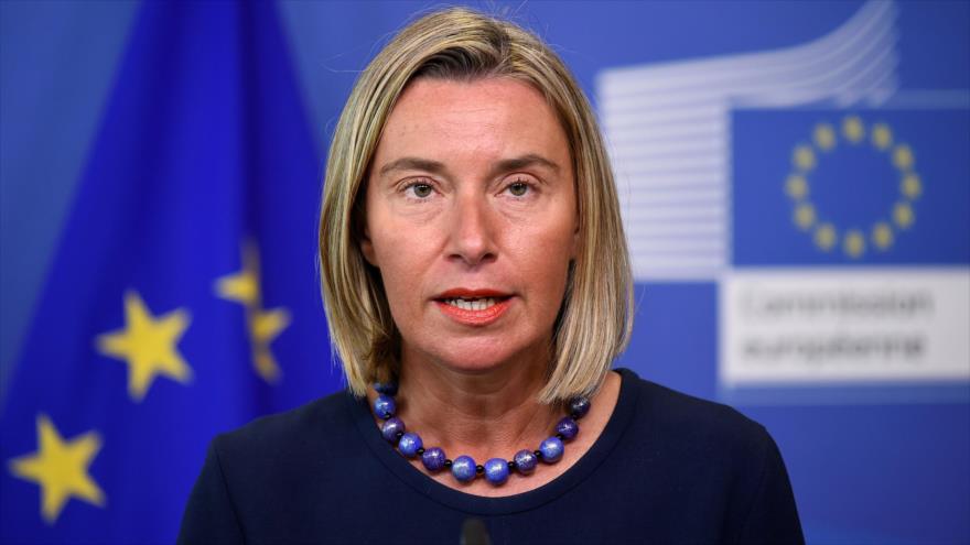 La jefa de la Diplomacia de la Unión Europea (UE), Federica Mogherini, en una rueda de prensa en Bruselas (Bélgica), 30 abril de 2019. (Foto: AFP)
