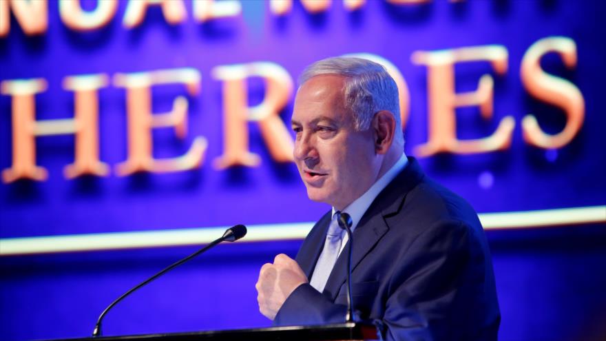 Premier israelí, Benjamín Netanyahu, habla en un evento, 14 de mayo de 2019. (Foto: AFP)