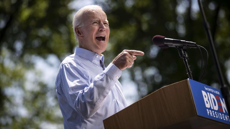 El exvicepresidente de EE.UU. y candidato demócrata a la Presidencia, Joe Biden, durante un mitin en Filadelfia, 18 de mayo de 2019. (Fuente: AFP)