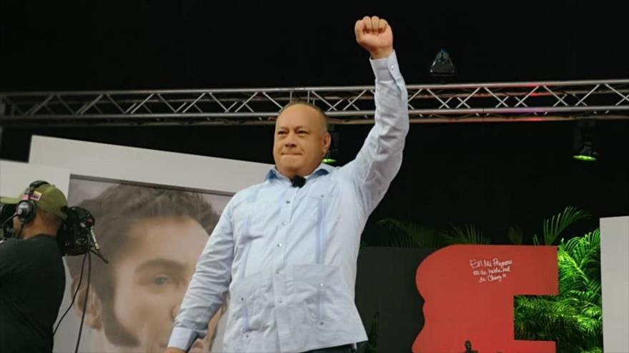 El presidente de la Asamblea Nacional Constituyente (ANC), Diosdado Cabello, en su programa televisivo Con el Mazo Dando, 22 de mayo de 2019.