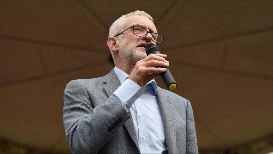 El líder del Partido Laborista (PL) británico, Jeremy Corbyn, ofrece un discurso en Bootle (el Reino Unido), 18 de mayo de 2019. (Foto: AFP) 