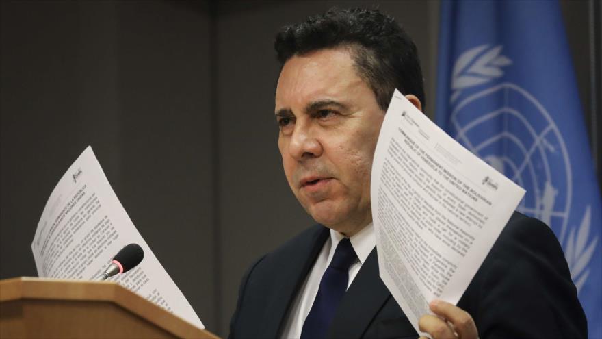 Embajador de Venezuela ante las Naciones Unidas, Samuel Moncada, 30 de abril de 2019. (Fuente: AFP)