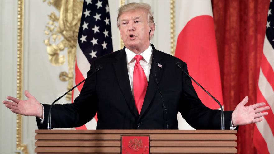 El presidente de EE.UU., Donald Trump, en una rueda de prensa en Tokio, capital de Japón, 27 de mayo de 2019. (Foto: AFP)