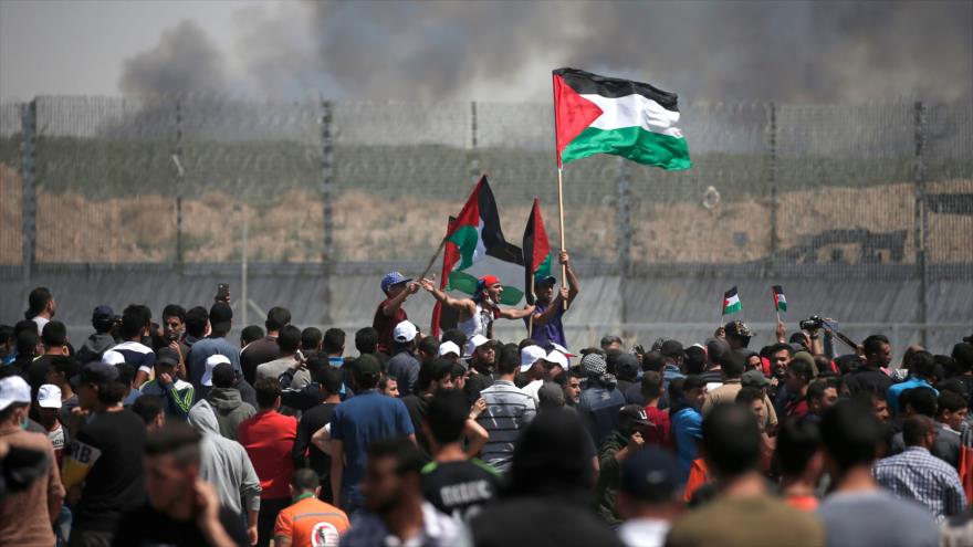 Palestinos se manifiestan contra el régimen de Israel en la Franja de Gaza, 15 de mayo de 2019. (Foto: AFP)