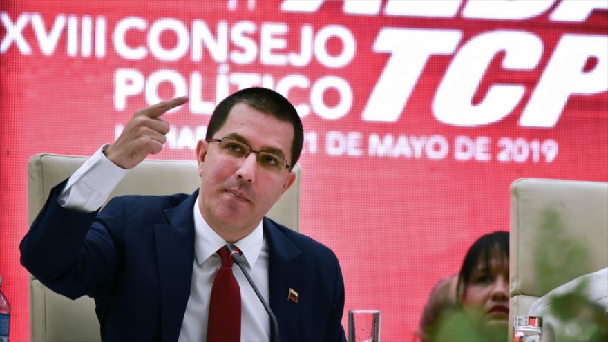 El canciller de Venezuela, Jorge Arreaza, pronuncia un discurso durante una cumbre en La Habana, capital de Cuba, 21 de mayo de 2019. (Foto: AFP)
