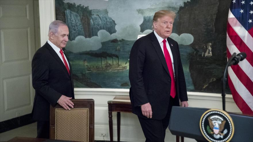 El presidente de EE.UU., Donald Trump, junto al premier israelí, Benjamín Netanyahu, en Washington, 25 de marzo de 2019. (Foto: AFP)