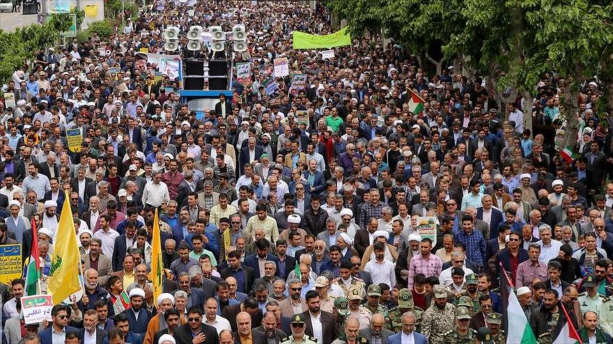 Ciudadanos iraníes participan en las marchas por el Día Mundial de Al-Quds, Jorasán del Norte, Irán, 31 de mayo de 2019. (Foto: IRNA)