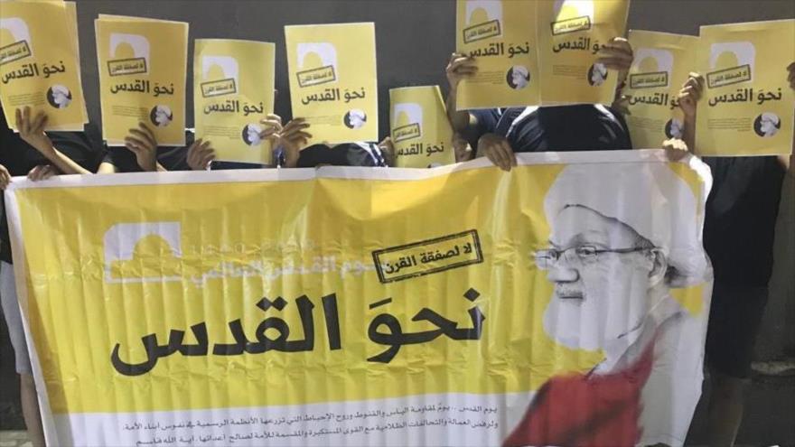 Bareiníes se manifiestan en solidaridad con Palestina en el Día Mundial de Al-Quds, 31 de mayo de 2019.