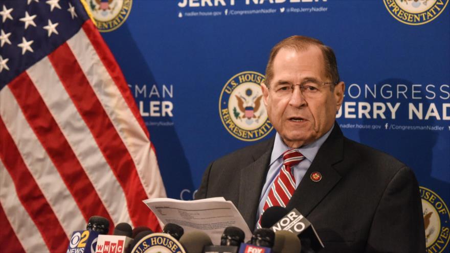 El presidente del Comité Judicial de la Cámara de Representantes, Jerry Nadler, ofrece una rueda de prensa en Nueva York, 29 de mayo de 2019. (Foto: AFP)
