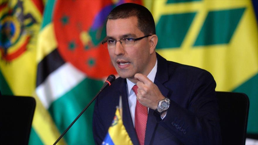 El canciller venezolano, Jorge Arreaza, en una reunión del ALBA, en Caracas (capital venezolana), 8 de agosto de 2017. (Foto: AFP)