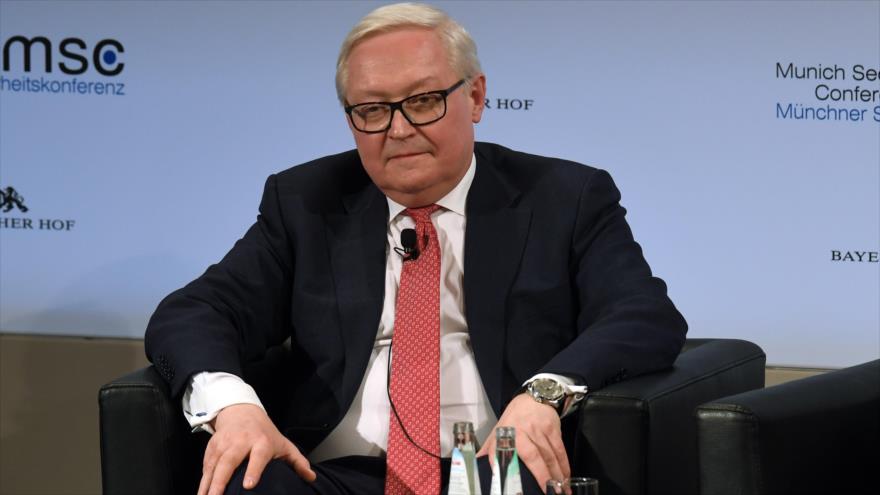El vicecanciller ruso, Serguéi Riabkov, en una conferencia en Múnich, Alemania, 16 de febrero de 2019. (Foto: AFP)