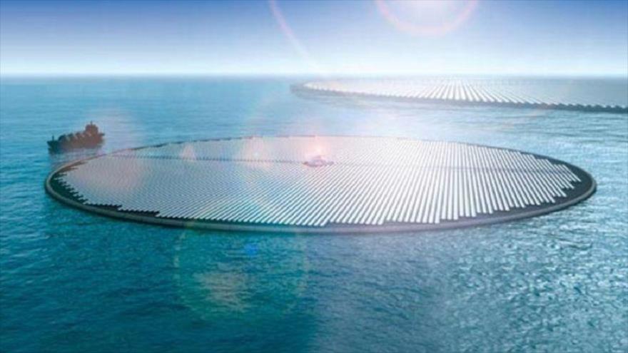 Una pequeña isla artificial flotante.