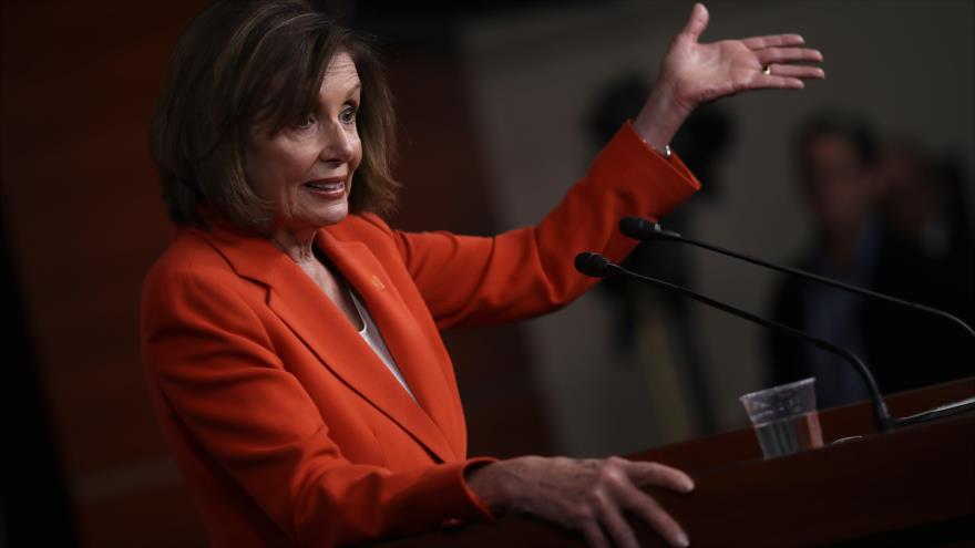 La presidenta de la Cámara de Representantes de EE.UU., Nancy Pelosi, en una conferencia de prensa en Washington DC, 5 de junio de 2019. (Foto: AFP)
