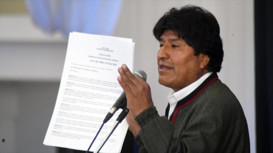 El presidente de Bolivia, Evo Morales, en un acto, 8 de junio de 2019. (Foto: ABI)