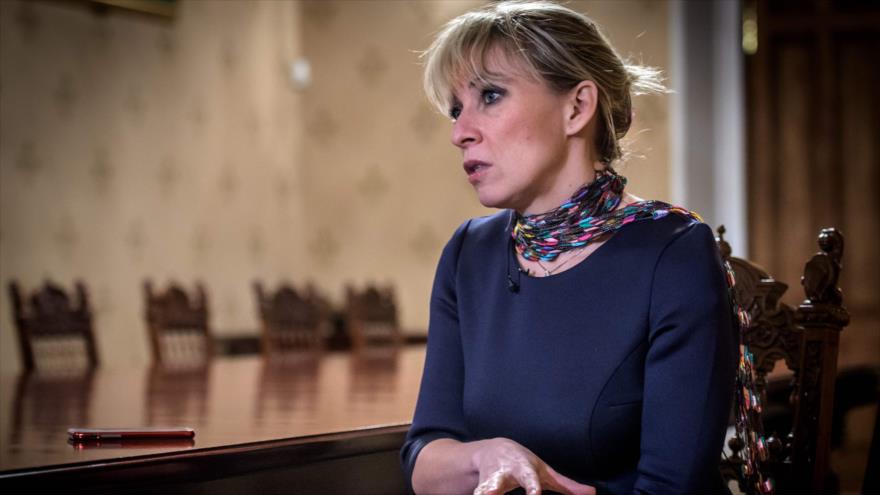 La portavoz de la Cancillería rusa, María Zajárova, en una entrevista con una agencia francesa, 16 de enero de 2018. (Foto: AFP)

