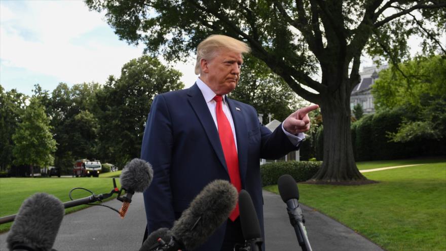 El presidente de EE.UU., Donald Trump, habla a la prensa antes de partir de la Casa Blanca, Washington, 18 de junio de 2019. (Foto: AFP)