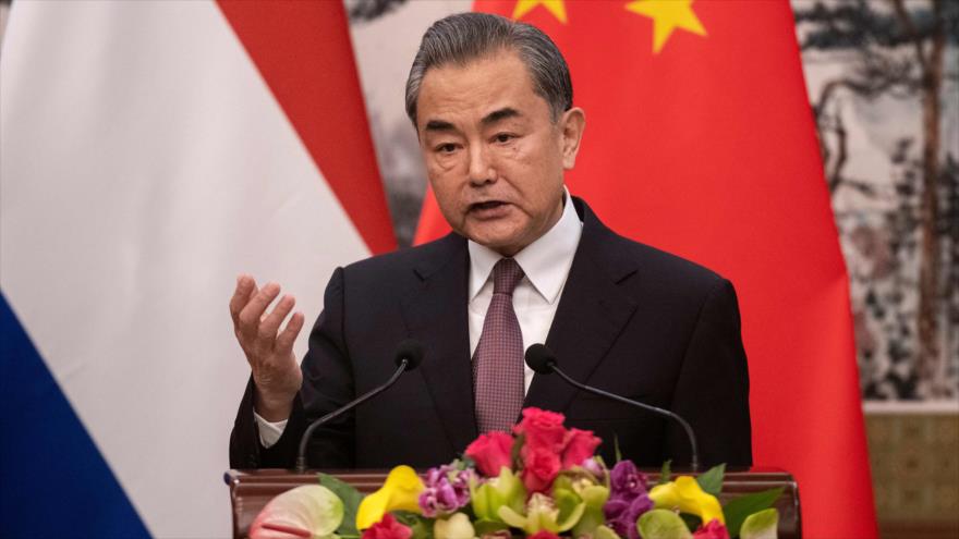 El canciller de China, Wang Yi, en una conferencia de prensa n Beijing, 19 de junio de 2019. (Foto: AFP)