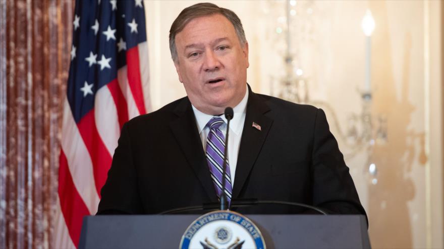 El secretario de Estado de EE.UU., Mike Pompeo, presentando el informe anual del tráfico de personas en la Casa Blanca, 20 de junio de 2019. (Foto: AFP)