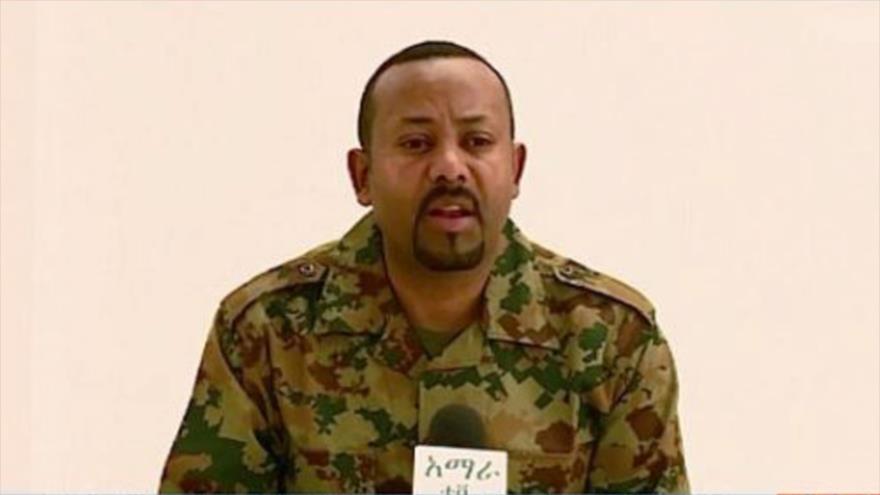 Abiy Ahmed, primer ministro de Etiopía, ofrece un discurso televisivo, 23 de junio de 2019. (Foto: AFP) 