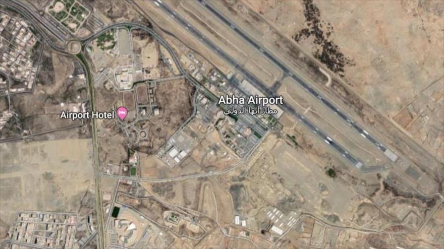 Foto satelital del aeropuerto de Abha, ubicado en la provincia fronteriza de Asir (sureste de Arabia Saudí).