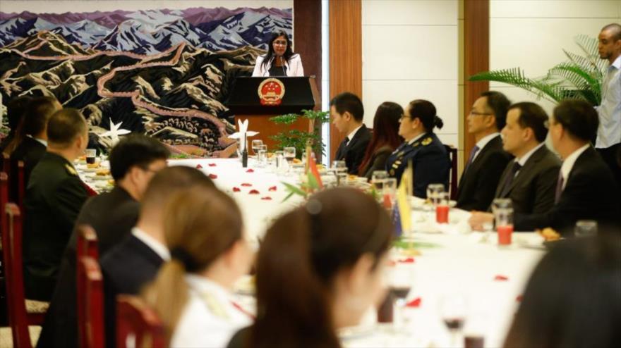 La vicepresidenta venezolana, Delcy Rodríguez, durante un encuentro en China, 25 de junio de 2019.