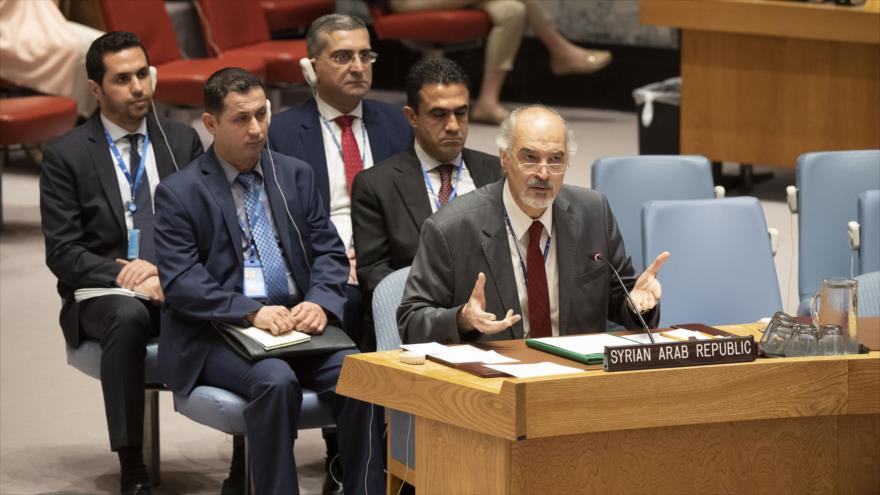 El representante permanente sirio ante la ONU, Bashar al-Yafari, en una sesión del Consejo de Seguridad, 27 de junio de 2019. (Foto: un.org)