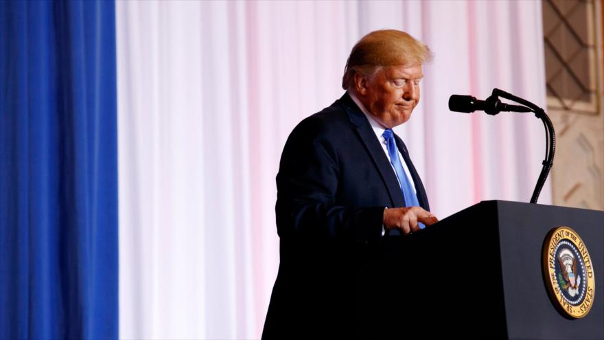 El presidente de EE.UU., Donald Trump, habla en la conferencia de prensa en la cumbre internacional del G20, 29 de junio de 2019. (Foto: AFP)