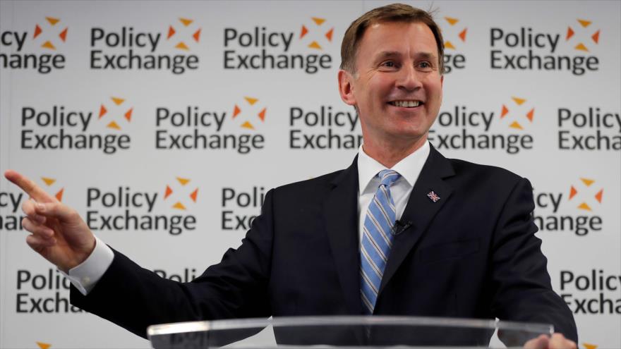 El ministro británico de Exteriores, Jeremy Hunt, ofrece un discurso en una reunión con los conservadores, Londres, 1 de julio de 2019. (Foto: AFP)