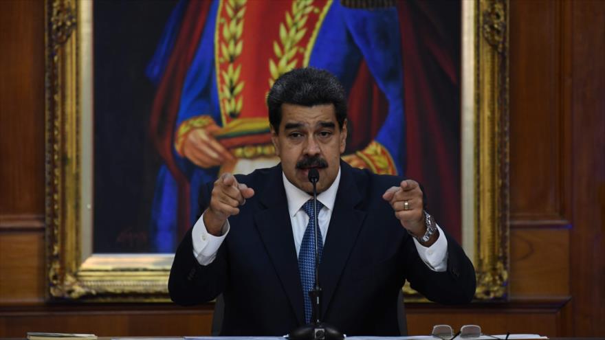 El presidente de Venezuela, Nicolás Maduro, da un discurso en el palacio de Miraflores en Caracas, 7 junio de 2019. (Foto: AFP)