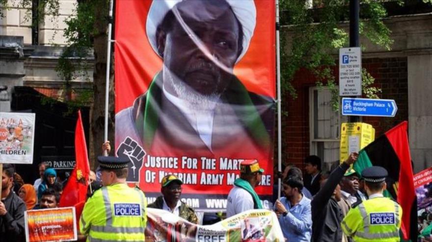 Protestan en Londres, capital del Reino Unido, por la detención del líder musulmán nigeriano, el sheij Ibrahim al-Zakzaky. (Foto: IHRC.org)