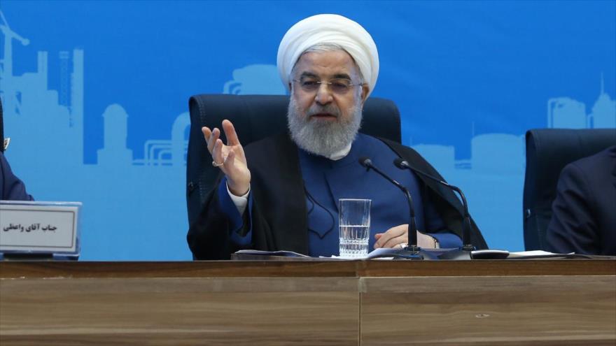 El presidente de Irán, Hasan Rohani, ofrece un discurso en una reunión en la provincia de Jorasán del Norte, 14 de julio de 2019. (Foto: President.ir)