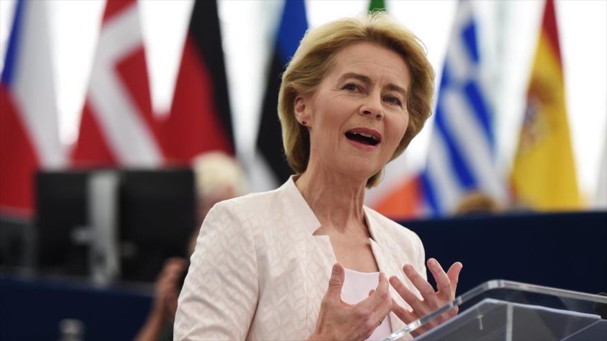 La exministra de Defensa de Alemania Ursula von der Leyen ofrece un discurso en Estrasburgo, este de Francia, 16 de julio de 2019. (Foto: AFP)