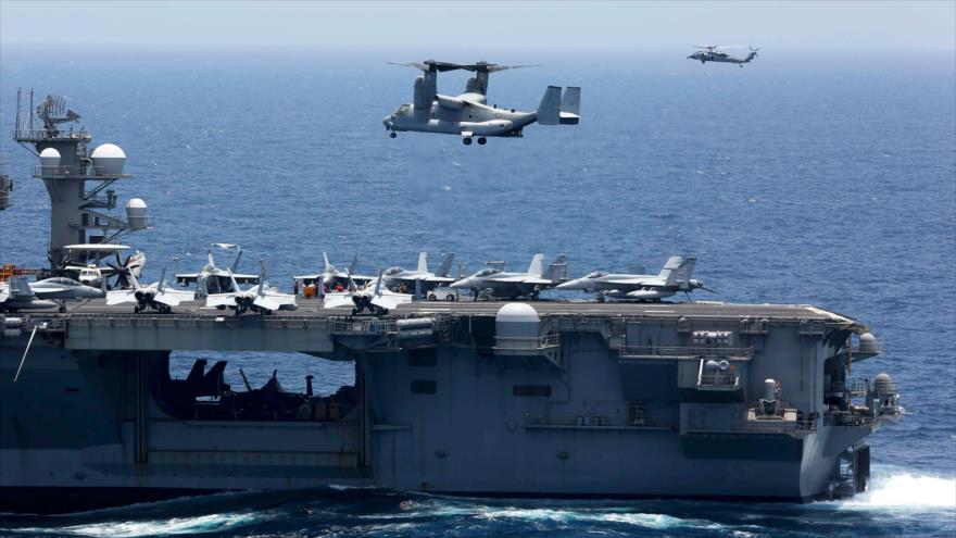 El portaviones Abraham Lincoln de EE.UU. desplegado en el mar Árabe, 17 de mayo de 2019. (Foto: AFP)
