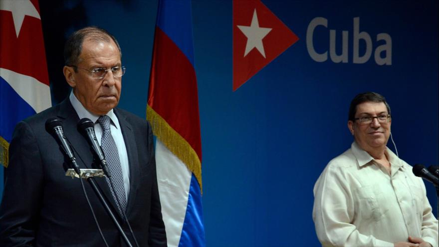 El canciller ruso Serguéi Lavrov, y su homólogo cubano, Bruno Rodríguez, reunidos en La Habana, Cuba, 24 de julio de 2019. (Fuente: AFP)