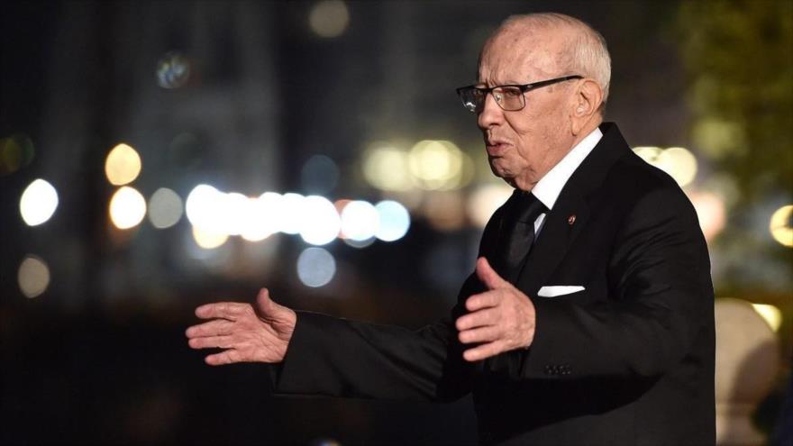 El fallecido presidente de Túnez, Muhamad Beyi Caid Essebsi,12 de noviembre de 2018 en Palermo, Italia. 