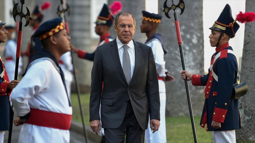 El canciller ruso Serguéi Lavrov, llega al palacio Itamaraty, en la ciudad de Rio de Janeiro (Brasil), el 26 de julio de 2019. (Foto: AFP)