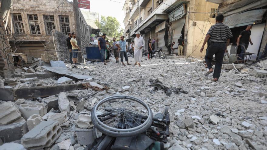 La magnitud de la destrucción de una bombardeo en la provincia siria de Idlib, el 24 de julio de 2019. (Foto: AFP)