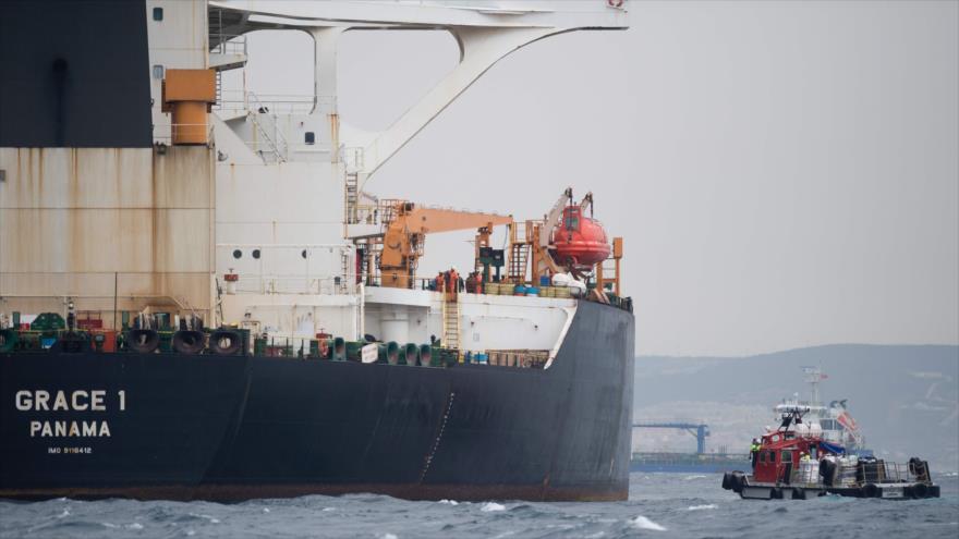 El petrolero Grace 1cerca de la costa de Gibraltar, 6 de julio de 2019. (Foto: AFP)