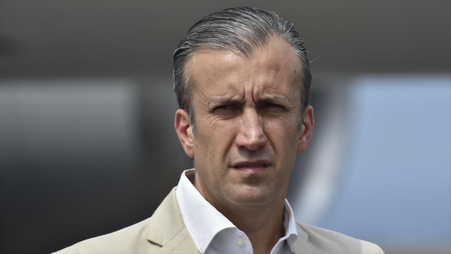 El ministro venezolano de Industrias y Producción Nacional, Tareck El Aissami, en el aeropuerto internacional de Simón Bolívar, 29 de marzo de 2019. (Foto: AFP)