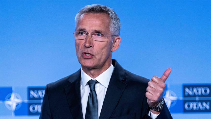 El secretario general de la OTAN, Jens Stoltenberg, habla desde la sede de la Alianza en Bruselas, 2 de agosto de 2019. (Foto: AFP)