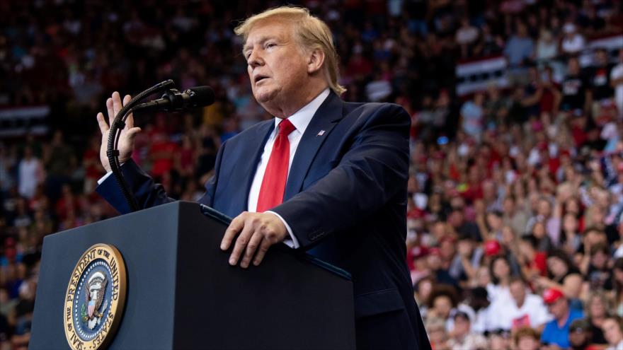 El presidente de EE.UU., Donald Trump, habla en un mitin electoral, Cincinnati (Ohio), 1 de agosto de 2019. (Foto: AFP)