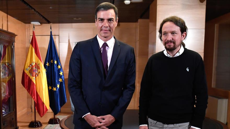 El presidente en funciones del Gobierno español, Pedro Sánchez (izda.) y el líder de Unidas Podemos, Pablo Iglesias, 6 de junio de 2019.