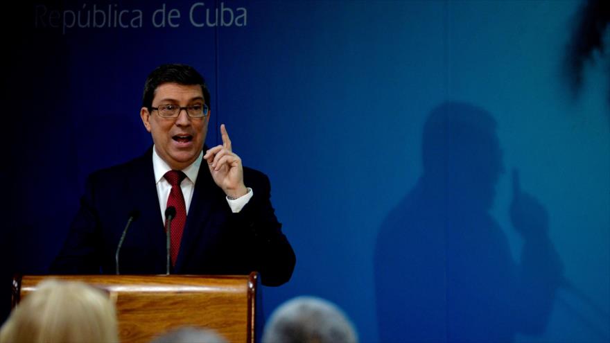 Bruno Rodríguez Parrilla, canciller de Cuba, habla en una rueda de prensa en La Habana, 25 de abril. (Foto: AFP) 