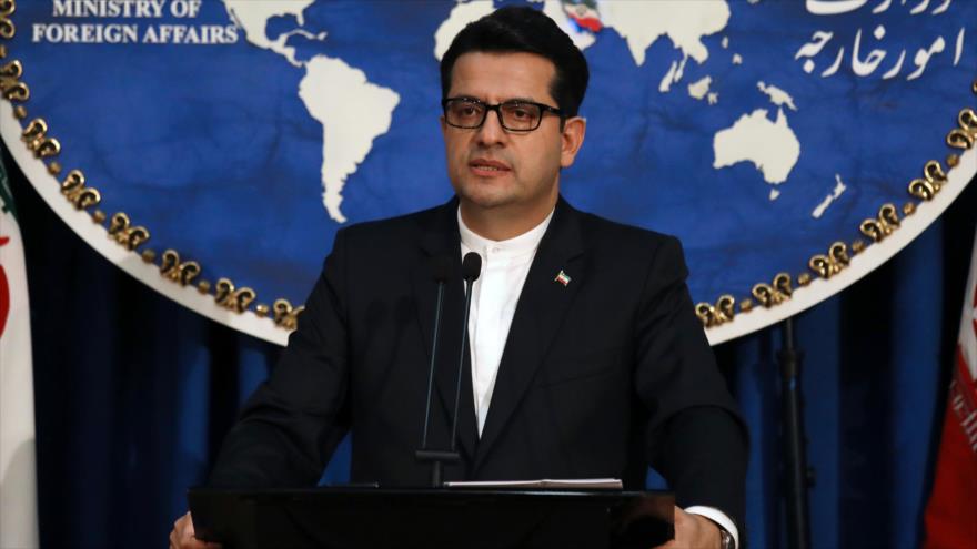 El portavoz del Ministerio de Exteriores de Irán, Seyed Abás Musavi, en una conferencia de prensa en Teherán (capital persa).