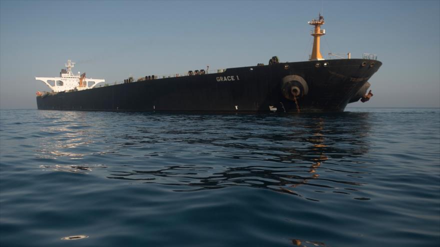 El petrolero Grace 1, cargado con crudo iraní, en las aguas de Gibraltar, 15 de agosto de 2019. (Foto: AFP)