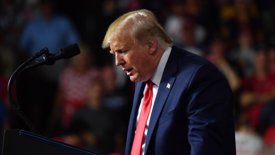 El presidente de EE.UU., Donald Trump, en un mitin celebrado en Manchester, New Hampshire, el 15 de agosto de 2019. (Foto: AFP)