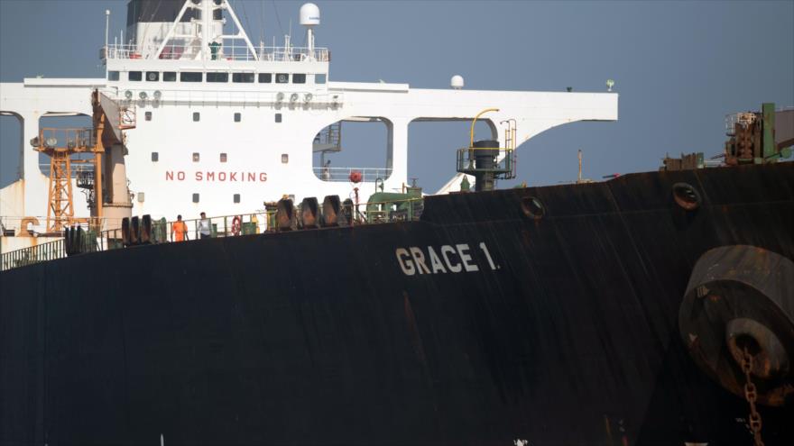 El superpetrolero Grace 1 frente a las costas de Gibraltar, 15 de agosto de 2019. (Foto: AFP)