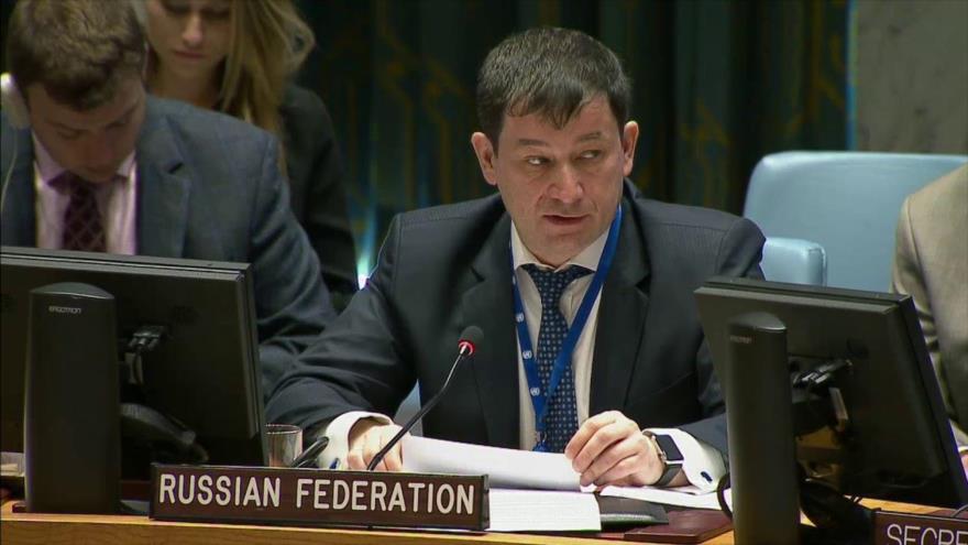 El representante permanente interino de Rusia ante la Organización de las Naciones Unidas (ONU), Dmitri Polianski.
